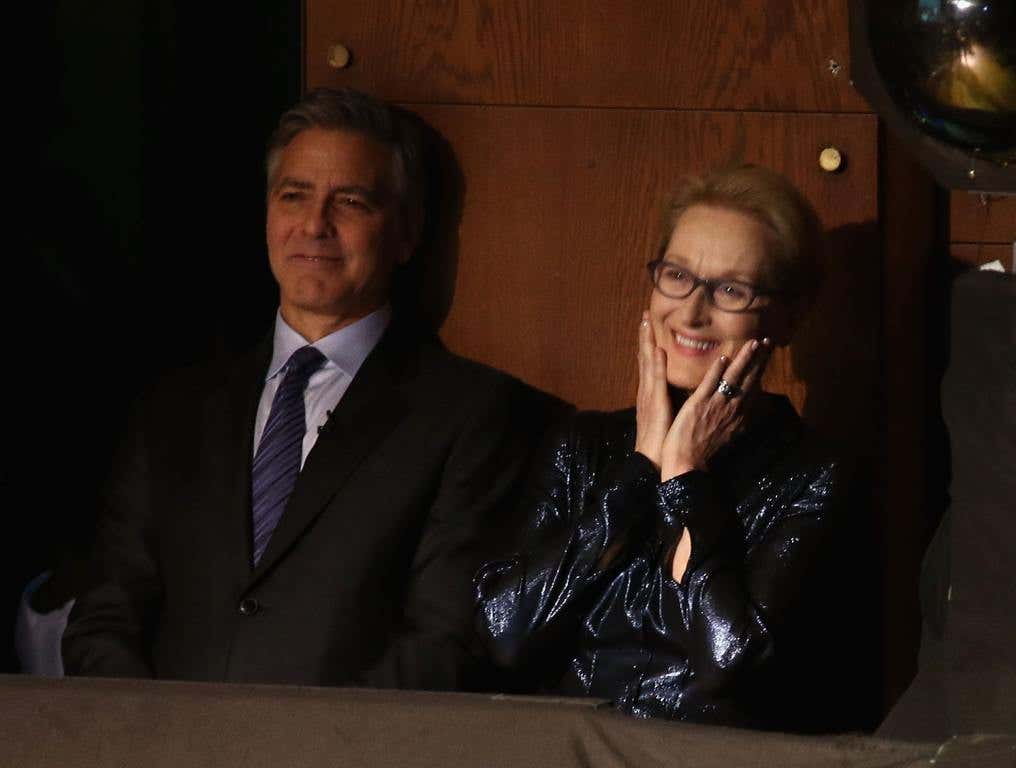 Meryl Streep and George Clooney watch from the wings with SeriousFun Campers during SeriousFun Children's Network 2015 New York Gala.