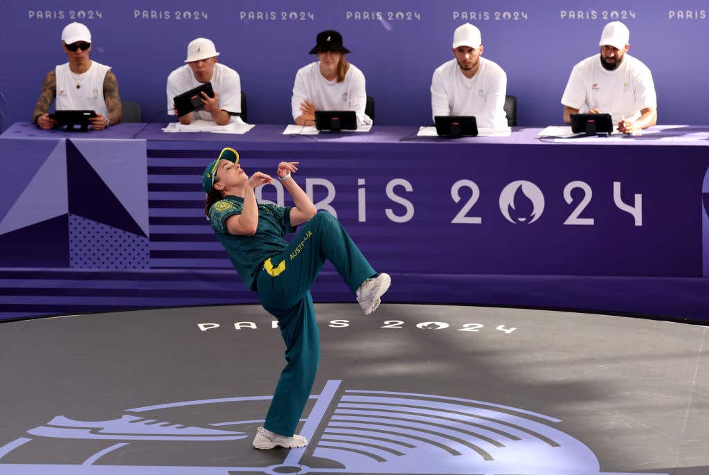 Raygun of Team Australia breakdancing. Australian Olympian Received Zero Points For Her Breakdancing Performance