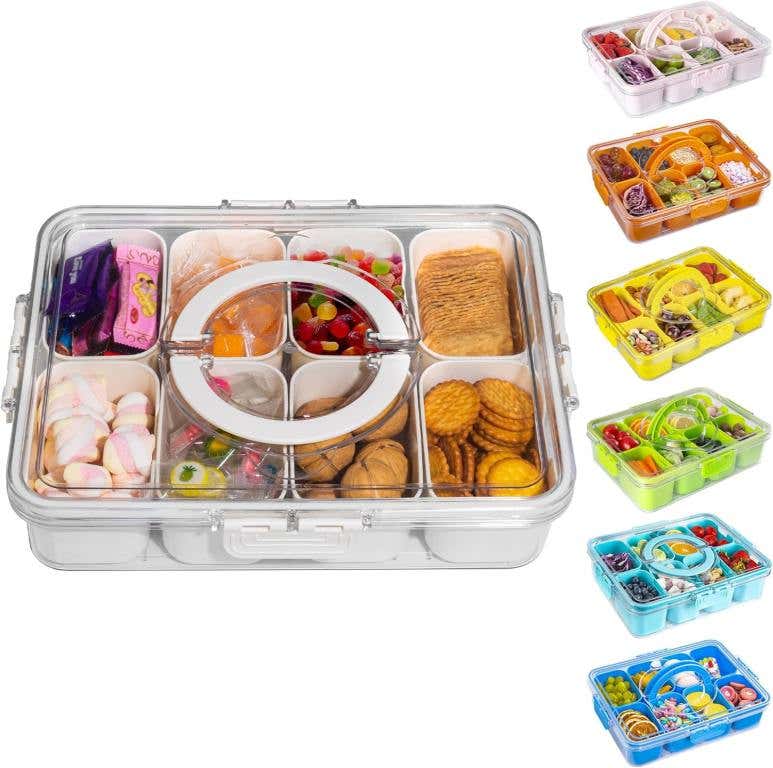 Traveling with a toddler: Clear case snack container with divisions