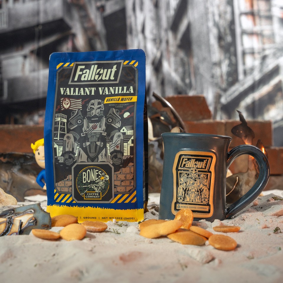 valiant vanilla bag and Maximus mug from the fallout coffee collection