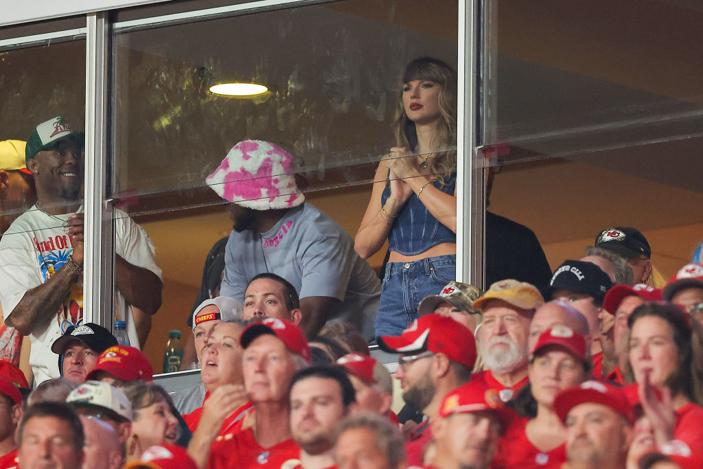 Taylor Swift watches as the Kansas City Chiefs take on the Baltimore Ravens during the fourth quarter at GEHA Field at Arrowhead Stadium on September 05, 2024 in Kansas City, Missouri.