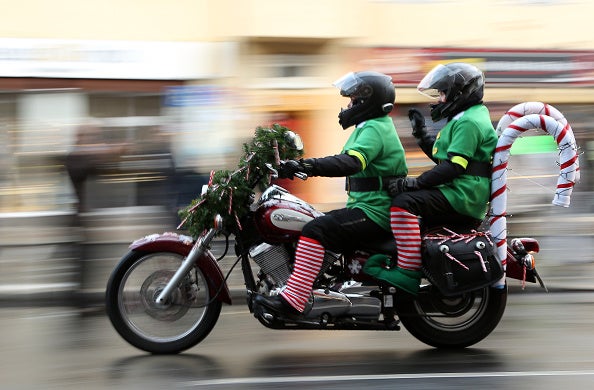 Santas Ride In Berlin Christmas Bike Tour.

Meanwhile, A Florida Santa Claus led police on a high-speed chase, hitting 120 mph on a motorcycle, before vanishing into the night.